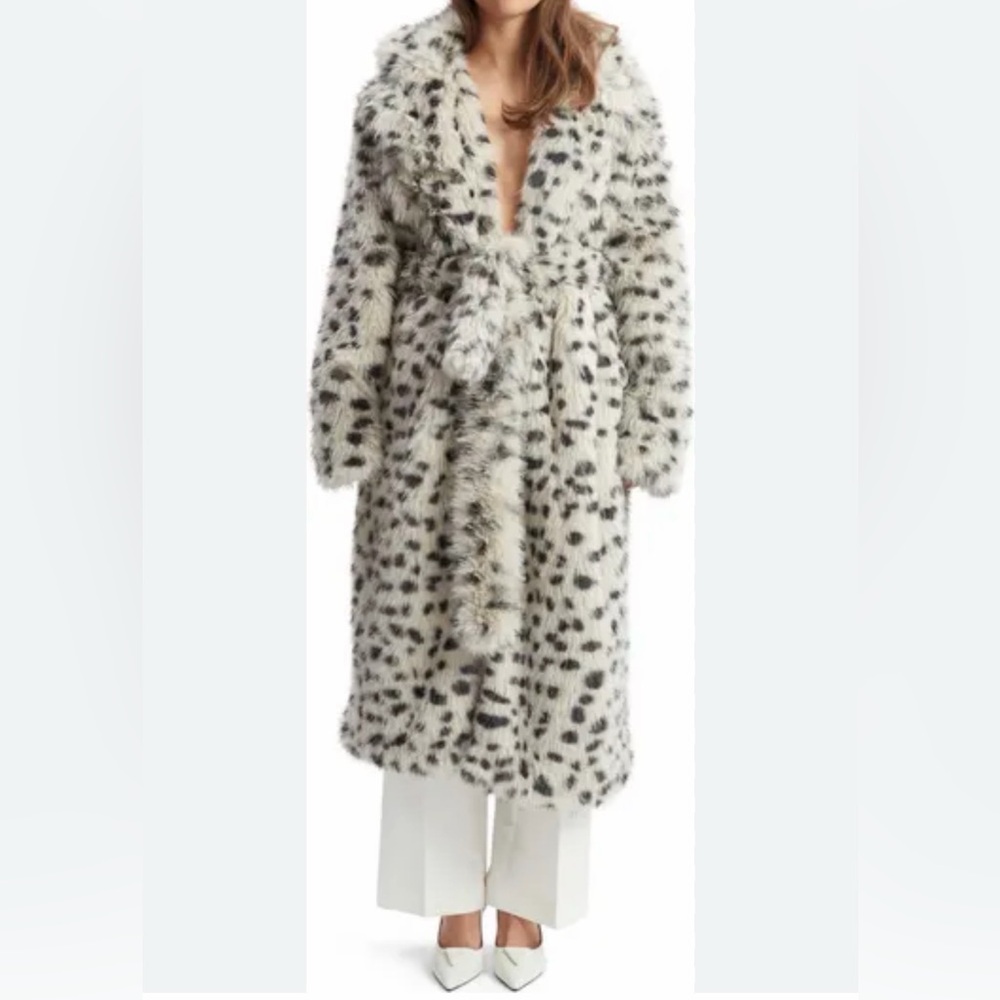 Bardot Leopard Print Faux Fur Coat